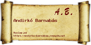 Andirkó Barnabás névjegykártya